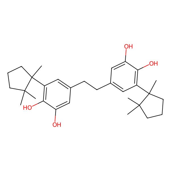 2D Structure of 5-[2-[3,4-dihydroxy-5-[(1S)-1,2,2-trimethylcyclopentyl]phenyl]ethyl]-3-[(1S)-1,2,2-trimethylcyclopentyl]benzene-1,2-diol