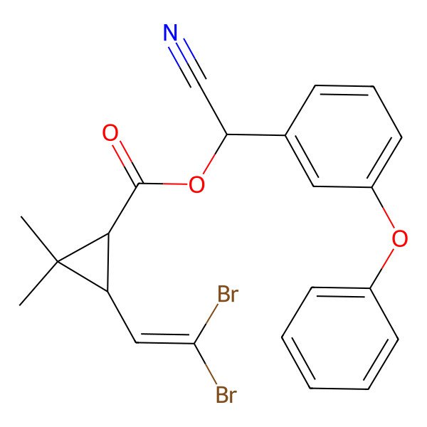 2D Structure of [(S)-cyano-(3-phenoxyphenyl)methyl] (3R)-3-(2,2-dibromoethenyl)-2,2-dimethylcyclopropane-1-carboxylate