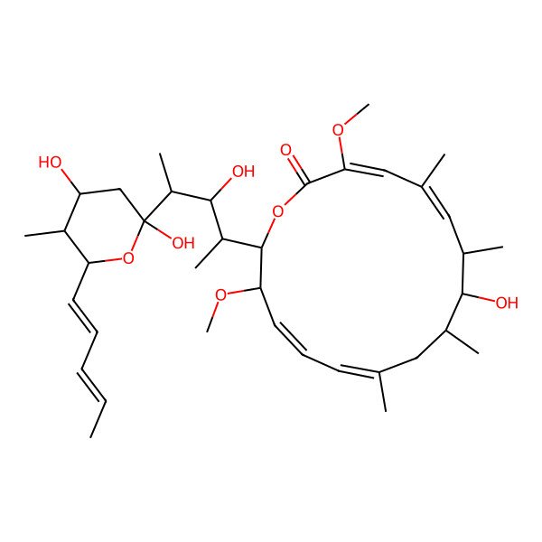 2D Structure of 16-[4-(2,4-Dihydroxy-5-methyl-6-penta-1,3-dienyloxan-2-yl)-3-hydroxypentan-2-yl]-8-hydroxy-3,15-dimethoxy-5,7,9,11-tetramethyl-1-oxacyclohexadeca-3,5,11,13-tetraen-2-one