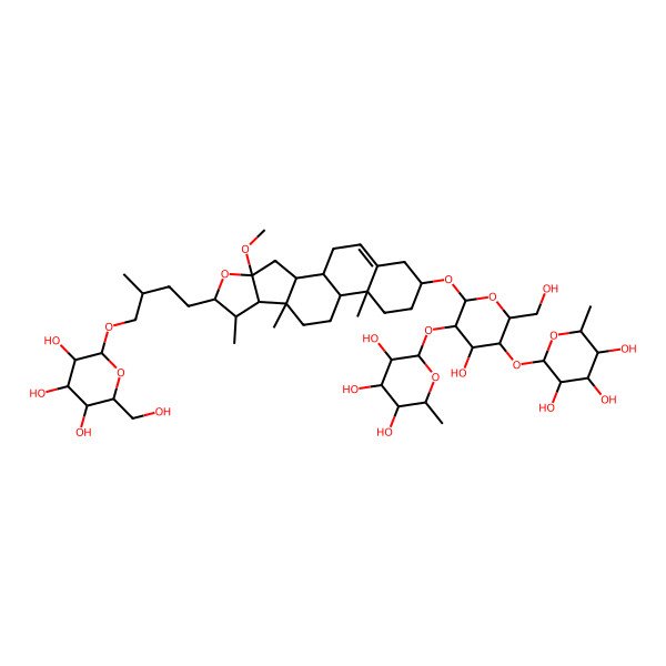 2D Structure of 2-[4-Hydroxy-2-(hydroxymethyl)-6-[[4-methoxy-7,9,13-trimethyl-6-[3-methyl-4-[3,4,5-trihydroxy-6-(hydroxymethyl)oxan-2-yl]oxybutyl]-5-oxapentacyclo[10.8.0.02,9.04,8.013,18]icos-18-en-16-yl]oxy]-5-(3,4,5-trihydroxy-6-methyloxan-2-yl)oxyoxan-3-yl]oxy-6-methyloxane-3,4,5-triol
