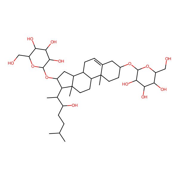 2D Structure of (2R,3S,4S,5R,6R)-2-(hydroxymethyl)-6-[[(3S,8S,9S,10R,13S,14S,16S,17R)-17-[(2S,3S)-3-hydroxy-6-methylheptan-2-yl]-10,13-dimethyl-16-[(2R,3R,4S,5S,6R)-3,4,5-trihydroxy-6-(hydroxymethyl)oxan-2-yl]oxy-2,3,4,7,8,9,11,12,14,15,16,17-dodecahydro-1H-cyclopenta[a]phenanthren-3-yl]oxy]oxane-3,4,5-triol