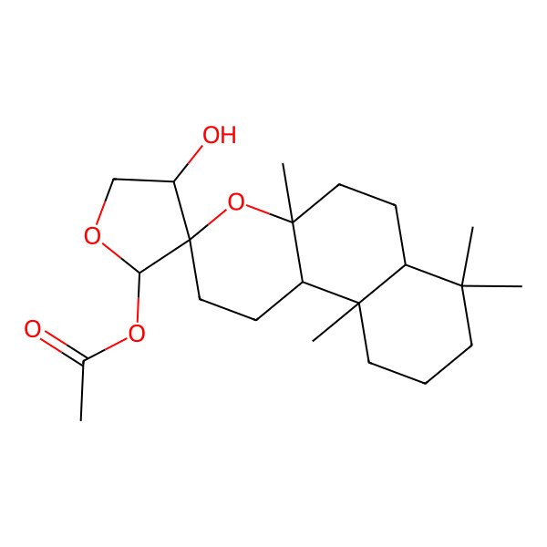 2D Structure of (4'-hydroxy-4a,7,7,10a-tetramethylspiro[2,5,6,6a,8,9,10,10b-octahydro-1H-benzo[f]chromene-3,3'-oxolane]-2'-yl) acetate