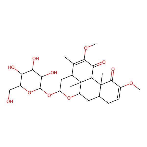 2D Structure of (1S,2S,7R,9R,11S,13R,17S)-4,15-dimethoxy-2,14,17-trimethyl-11-[(2S,3R,4S,5S,6R)-3,4,5-trihydroxy-6-(hydroxymethyl)oxan-2-yl]oxy-10-oxatetracyclo[7.7.1.02,7.013,17]heptadeca-4,14-diene-3,16-dione