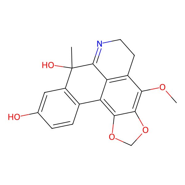 2D Structure of (13R)-7-methoxy-13-methyl-3,5-dioxa-11-azapentacyclo[10.7.1.02,6.08,20.014,19]icosa-1,6,8(20),11,14(19),15,17-heptaene-13,16-diol