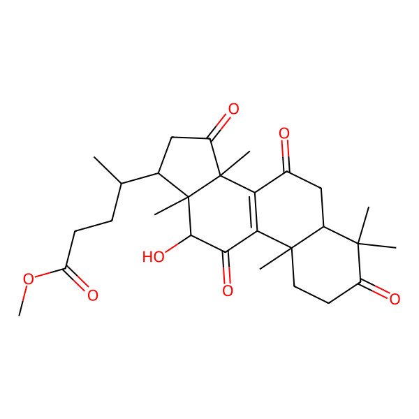 2D Structure of methyl (4R)-4-[(5R,10S,12R,13R,14R,17R)-12-hydroxy-4,4,10,13,14-pentamethyl-3,7,11,15-tetraoxo-2,5,6,12,16,17-hexahydro-1H-cyclopenta[a]phenanthren-17-yl]pentanoate