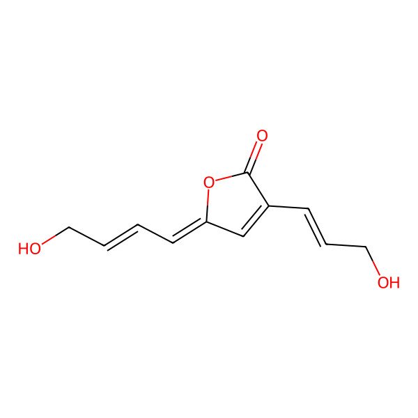 2D Structure of 2(5H)-Furanone, 5-(4-hydroxy-2-butenylidene)-3-(3-hydroxy-1-propenyl)-, (Z,E,E)- 2D Structure of 2(5H)-Furanone, 5-(4-hydroxy-2-butenylidene)-3-(3-hydroxy-1-propenyl)-, (Z,E,E)-