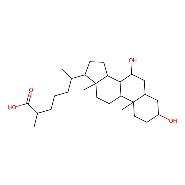 2D Structure of (25R)-3alpha,7alpha-dihydroxy-5beta-cholestan-26-oic acid