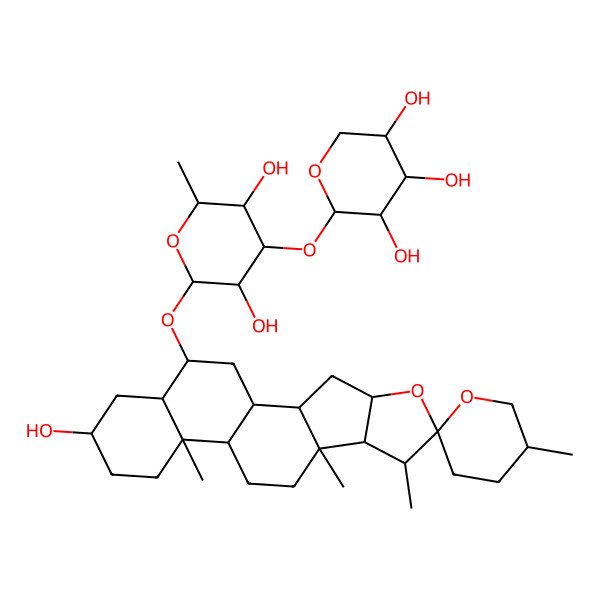 2D Structure of (25S)-6alpha-(3-O-beta-D-Xylopyranosyl-6-deoxy-beta-D-glucopyranosyloxy)-5alpha-spirostane-3beta-ol