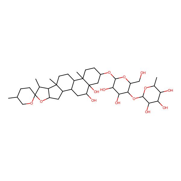 2D Structure of (25S)-Spirostane-3b,5b,6a-triol 3-[4''-rhamnosylglucoside]