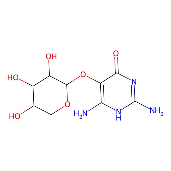 2D Structure of 2,6-diamino-5-(3,4,5-trihydroxyoxan-2-yl)oxy-1H-pyrimidin-4-one