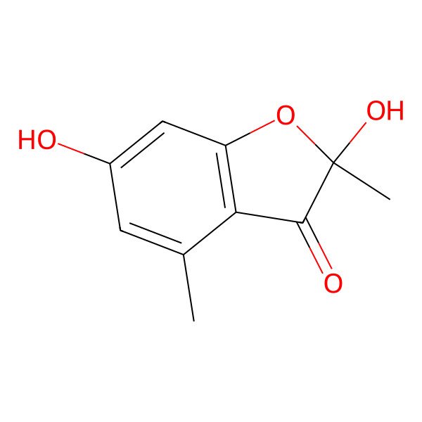 2D Structure of 2,6-Dihydroxy-2,4-dimethyl-1-benzofuran-3-one