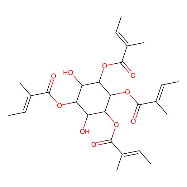 2D Structure of [2,6-Dihydroxy-3,4,5-tris(2-methylbut-2-enoyloxy)cyclohexyl] 2-methylbut-2-enoate