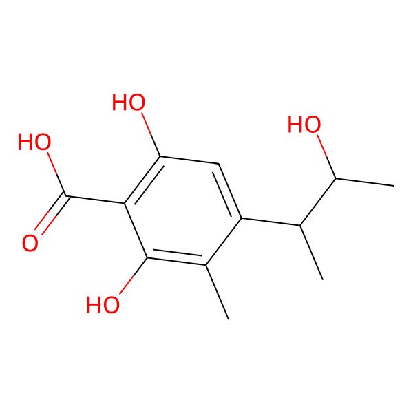 2D Structure of 2,6-Dihydroxy-4-(3-hydroxybutan-2-yl)-3-methylbenzoic acid