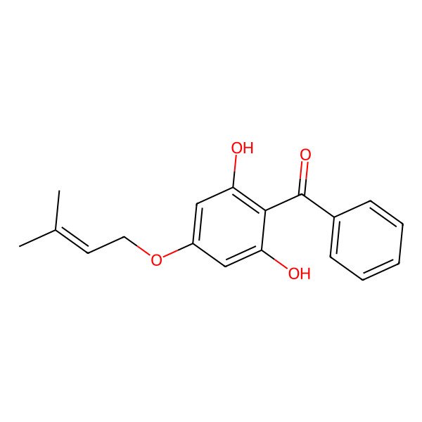 2D Structure of [2,6-Dihydroxy-4-[(3-methyl-2-butenyl)oxy]phenyl]phenylmethanone
