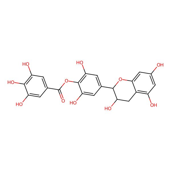 2D Structure of [2,6-dihydroxy-4-(3,5,7-trihydroxy-3,4-dihydro-2H-chromen-2-yl)phenyl] 3,4,5-trihydroxybenzoate