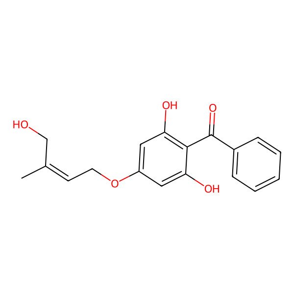 2D Structure of [2,6-Dihydroxy-4-(4-hydroxy-3-methylbut-2-enoxy)phenyl]-phenylmethanone
