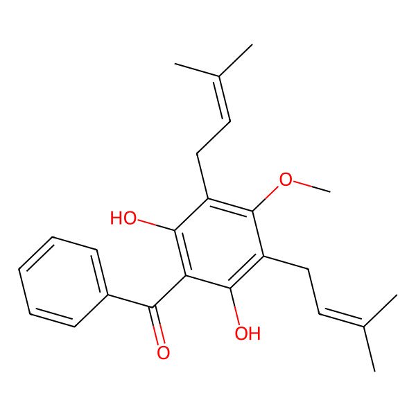 2D Structure of [2,6-Dihydroxy-4-methoxy-3,5-bis(3-methylbut-2-enyl)phenyl]-phenylmethanone