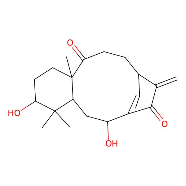2D Structure of 2,6-Dihydroxy-5,5,9-trimethyl-14-methylidenetricyclo[11.2.1.04,9]hexadec-1(16)-ene-10,15-dione