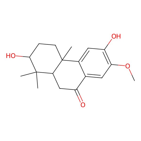 2D Structure of 2,6-dihydroxy-7-methoxy-1,1,4a-trimethyl-3,4,10,10a-tetrahydro-2H-phenanthren-9-one 2D Structure of 2,6-dihydroxy-7-methoxy-1,1,4a-trimethyl-3,4,10,10a-tetrahydro-2H-phenanthren-9-one