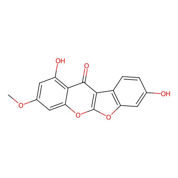 2D Structure of 2,6-Dihydroxy-8-methoxy-10,11-dioxa-benzo[b]fluoren-5-one