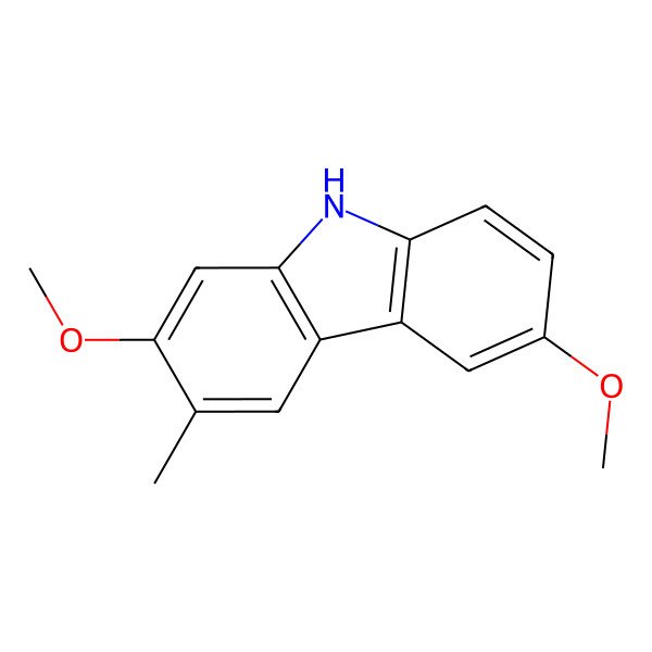 2D Structure of 2,6-Dimethoxy-3-methyl-9H-carbazole