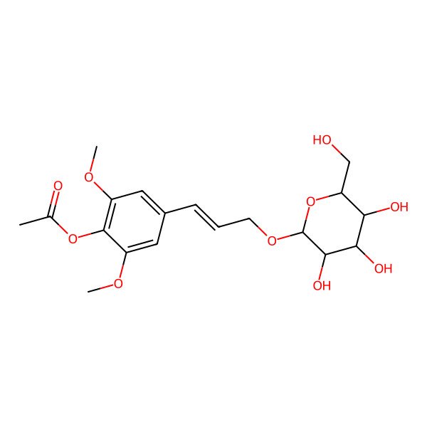 2D Structure of [2,6-Dimethoxy-4-[3-[3,4,5-trihydroxy-6-(hydroxymethyl)oxan-2-yl]oxyprop-1-enyl]phenyl] acetate