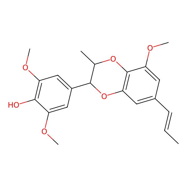 2D Structure of 2,6-Dimethoxy-4-(5-methoxy-3-methyl-7-prop-1-enyl-2,3-dihydro-1,4-benzodioxin-2-yl)phenol