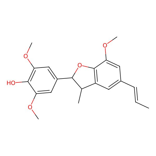 2D Structure of 4-[(2S,3S)-2,3-Dihydro-7-methoxy-3-methyl-5-(1E)-1-propen-1-yl-2-benzofuranyl]-2,6-dimethoxyphenol