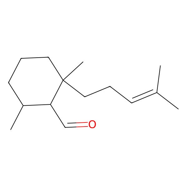 2D Structure of 2,6-Dimethyl-2-(4-methylpent-3-enyl)cyclohexane-1-carbaldehyde 2D Structure of 2,6-Dimethyl-2-(4-methylpent-3-enyl)cyclohexane-1-carbaldehyde