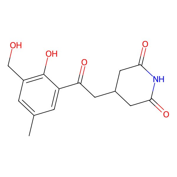2D Structure of 2,6-Piperidinedione, 4-(2-(2-hydroxy-3-(hydroxymethyl)-5-methylphenyl)-2-oxoethyl)-
