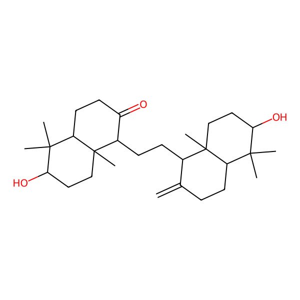 2D Structure of 6-hydroxy-1-[2-(6-hydroxy-5,5,8a-trimethyl-2-methylidene-3,4,4a,6,7,8-hexahydro-1H-naphthalen-1-yl)ethyl]-5,5,8a-trimethyl-3,4,4a,6,7,8-hexahydro-1H-naphthalen-2-one