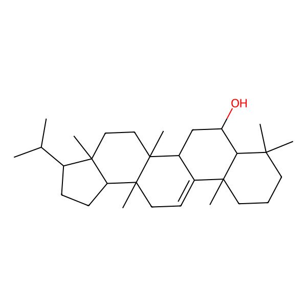 2D Structure of 3a,5a,8,8,11a,13a-Hexamethyl-3-propan-2-yl-1,2,3,4,5,5b,6,7,7a,9,10,11,13,13b-tetradecahydrocyclopenta[a]chrysen-7-ol