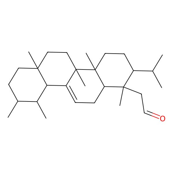 2D Structure of 2-(1,4a,4b,6a,9,10-Hexamethyl-2-propan-2-yl-2,3,4,5,6,7,8,9,10,10a,12,12a-dodecahydrochrysen-1-yl)acetaldehyde 2D Structure of 2-(1,4a,4b,6a,9,10-Hexamethyl-2-propan-2-yl-2,3,4,5,6,7,8,9,10,10a,12,12a-dodecahydrochrysen-1-yl)acetaldehyde