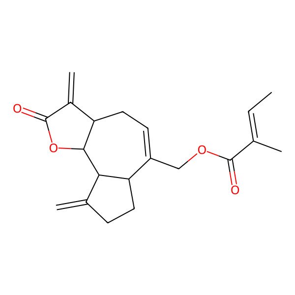2D Structure of [(3aR,6aR,9aR,9bS)-3,9-dimethylidene-2-oxo-4,6a,7,8,9a,9b-hexahydro-3aH-azuleno[4,5-b]furan-6-yl]methyl (Z)-2-methylbut-2-enoate