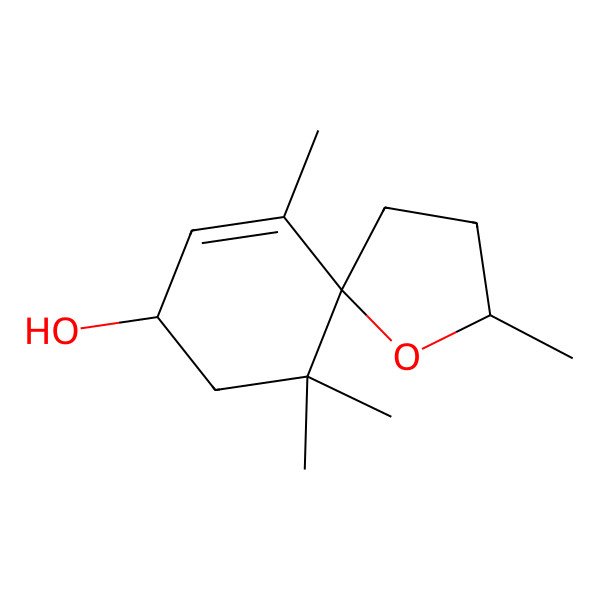 2D Structure of 2,6,10,10-Tetramethyl-1-oxaspiro[4.5]dec-6-en-8-ol
