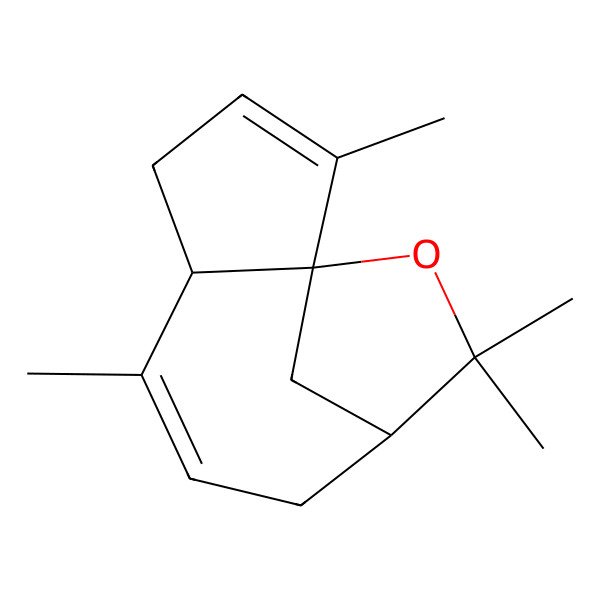 2D Structure of 2,6,10,10-Tetramethyl-11-oxatricyclo[7.2.1.01,5]dodeca-2,6-diene