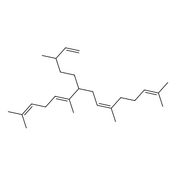 2D Structure of 2,6,10,14-Tetramethyl-7-(3-methylpent-4-enyl)pentadeca-2,5,9,13-tetraene