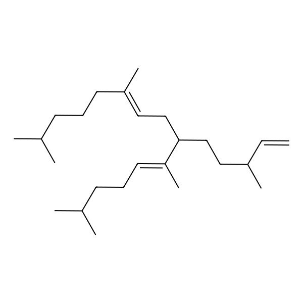 2D Structure of 2,6,10,14-Tetramethyl-7-(3-methylpent-4-enyl)pentadeca-5,9-diene