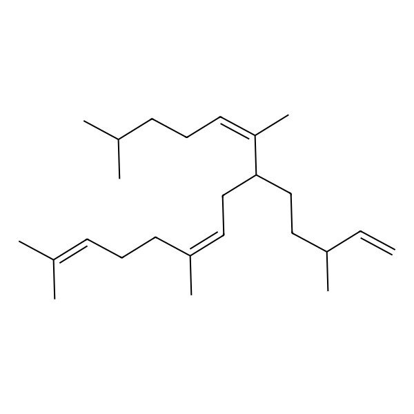 2D Structure of 2,6,10,14-Tetramethyl-9-(3-methylpent-4-enyl)pentadeca-2,6,10-triene
