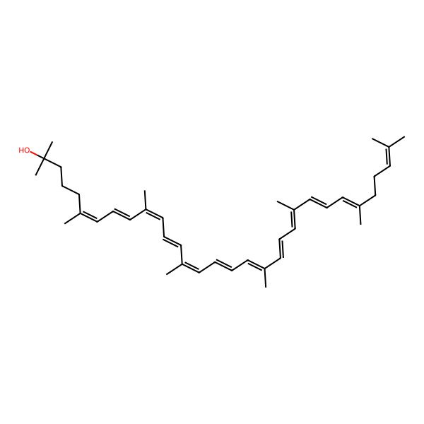 2D Structure of 2,6,10,14,19,23,27,31-Octamethyldotriaconta-6,8,10,12,14,16,18,20,22,24,26,30-dodecaen-2-ol