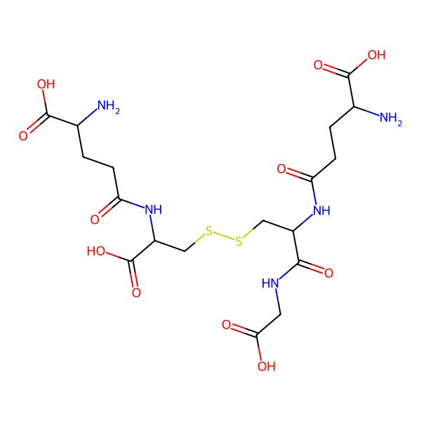 2D Structure of (2S)-2-amino-5-[[(2R)-3-[[(2R)-2-[[(4S)-4-amino-4-carboxybutanoyl]amino]-2-carboxyethyl]disulfanyl]-1-(carboxymethylamino)-1-oxopropan-2-yl]amino]-5-oxopentanoic acid