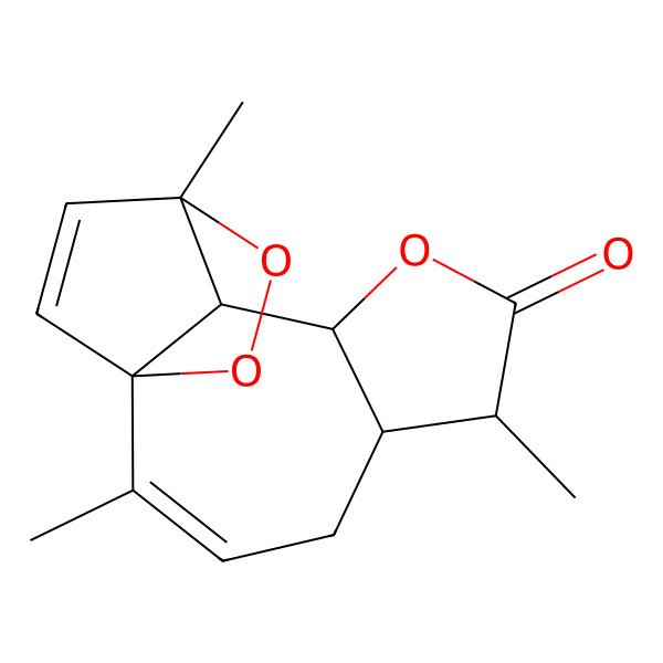 2D Structure of 2,6,11-Trimethyl-8,12,13-trioxatetracyclo[9.2.2.01,10.05,9]pentadeca-2,14-dien-7-one