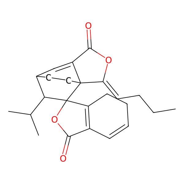 2D Structure of (1S,2Z,7R,8R,9S)-2-butylidene-8-propan-2-ylspiro[3-oxatricyclo[5.2.2.01,5]undec-5-ene-9,3'-4,5-dihydro-2-benzofuran]-1',4-dione