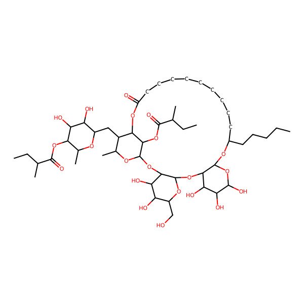 2D Structure of [(2R,3S,4S,5S,6S)-4,5-dihydroxy-2-methyl-6-[[(1S,3R,4S,5S,6R,8S,10R,11S,12S,13S,15R,17S,29R,30S,31S,33S)-4,5,11,12,13-pentahydroxy-6-(hydroxymethyl)-31-methyl-33-[(2R)-2-methylbutanoyl]oxy-27-oxo-17-pentyl-2,7,9,14,16,28,32-heptaoxatetracyclo[27.3.1.03,8.010,15]tritriacontan-30-yl]methyl]oxan-3-yl] (2S)-2-methylbutanoate