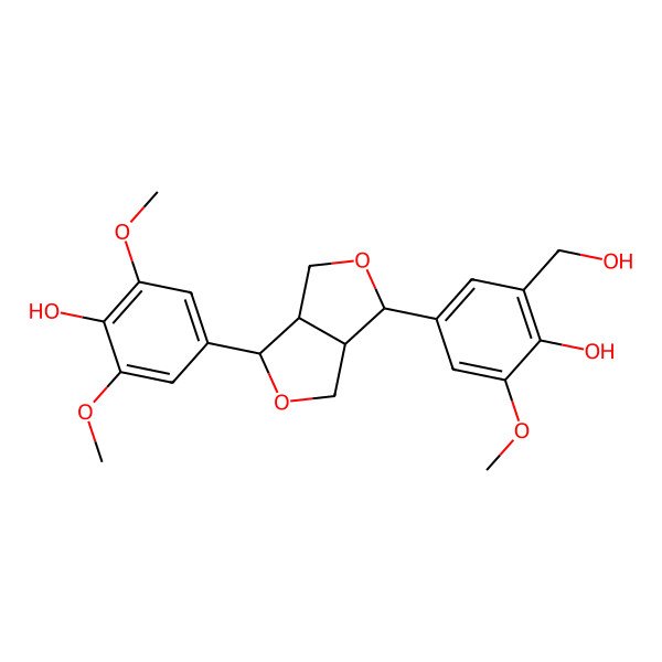 2D Structure of 4-[6-(4-Hydroxy-3,5-dimethoxyphenyl)-1,3,3a,4,6,6a-hexahydrofuro[3,4-c]furan-3-yl]-2-(hydroxymethyl)-6-methoxyphenol
