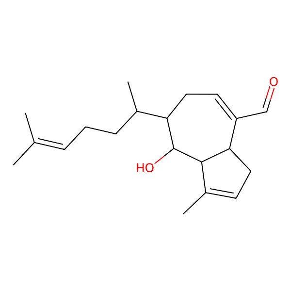 2D Structure of (3aS,7R,8S,8aR)-8-hydroxy-1-methyl-7-[(2R)-6-methylhept-5-en-2-yl]-3,3a,6,7,8,8a-hexahydroazulene-4-carbaldehyde