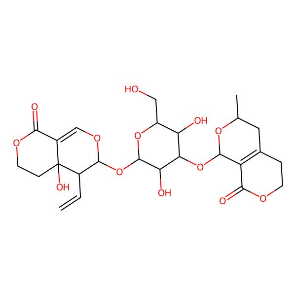 2D Structure of (3S,4R,4aR)-3-[(2S,3R,4S,5R,6R)-3,5-dihydroxy-6-(hydroxymethyl)-4-[[(1S,3S)-3-methyl-8-oxo-3,4,5,6-tetrahydro-1H-pyrano[3,4-c]pyran-1-yl]oxy]oxan-2-yl]oxy-4-ethenyl-4a-hydroxy-3,4,5,6-tetrahydropyrano[3,4-c]pyran-8-one