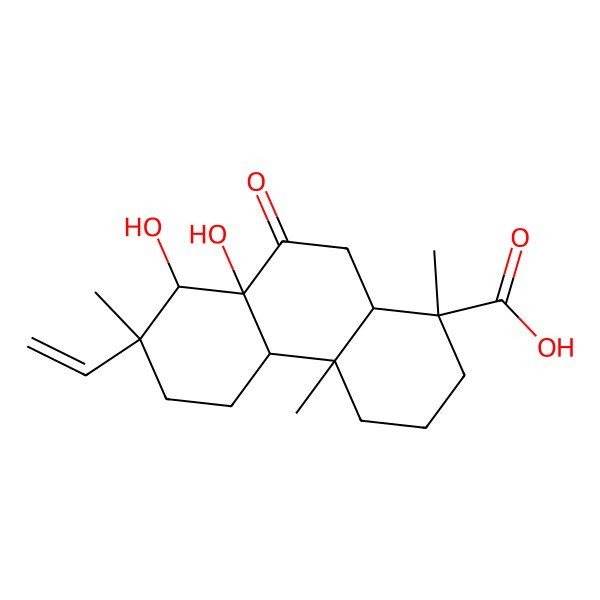 2D Structure of 7-ethenyl-8,8a-dihydroxy-1,4a,7-trimethyl-9-oxo-3,4,4b,5,6,8,10,10a-octahydro-2H-phenanthrene-1-carboxylic acid