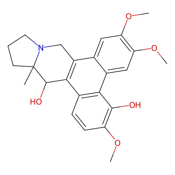 2D Structure of (13aS,14S)-3,6,7-trimethoxy-13a-methyl-11,12,13,14-tetrahydro-9H-phenanthro[9,10-f]indolizine-4,14-diol