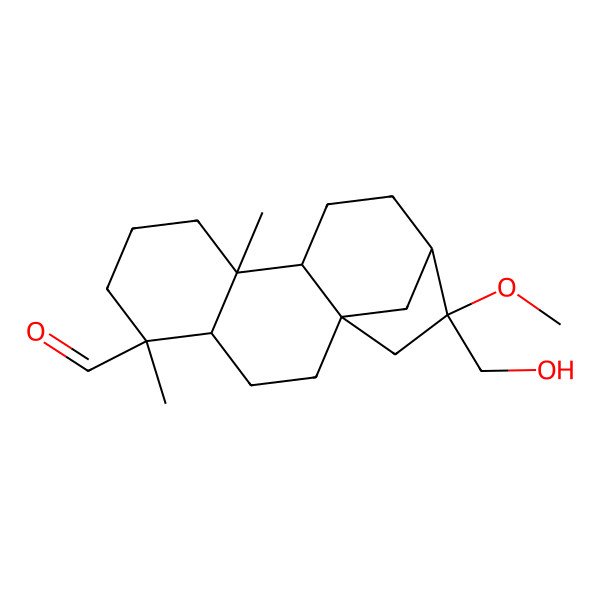 2D Structure of (1S,4S,5R,9S,10R,13R,14R)-14-(hydroxymethyl)-14-methoxy-5,9-dimethyltetracyclo[11.2.1.01,10.04,9]hexadecane-5-carbaldehyde
